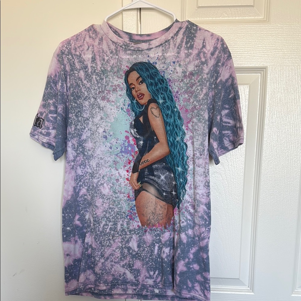 Gildan Tie-Dye T-Shirt with Blue Graphic Design